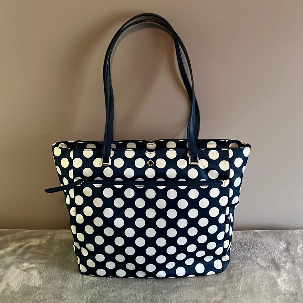 Kate Spade Jae Seaside Dot Printed Large Tote Blue/Turquoise Polka Dots
